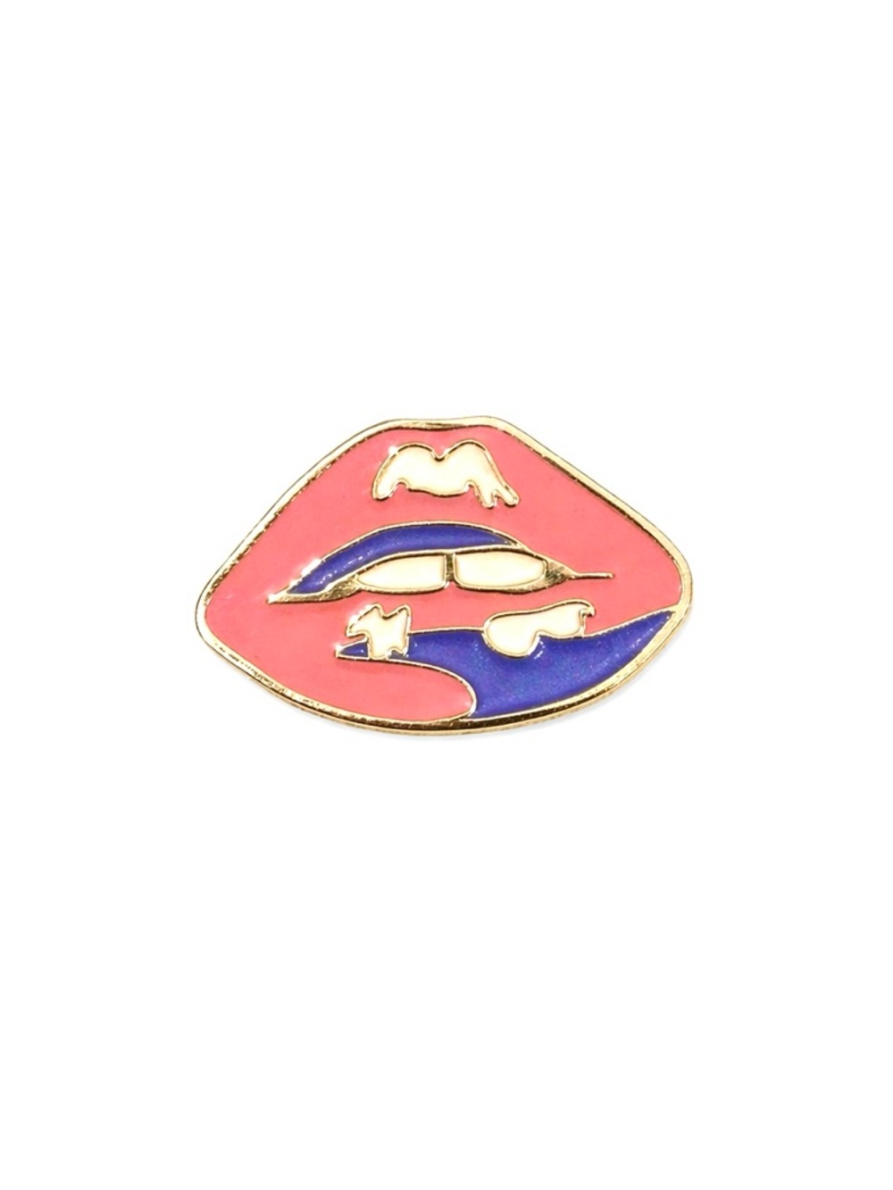 COACH Gold Tone Varsity Pretty Pin Enamel Lips